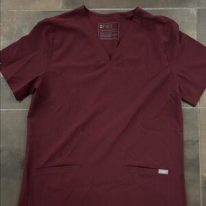 Figs Women’s Deep Red V-Neck Scrub Top